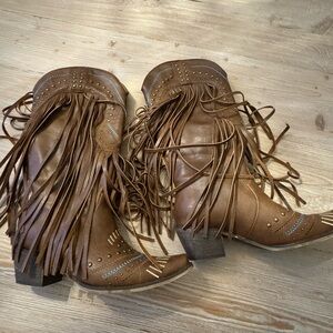 Brown Fringe Western Boots